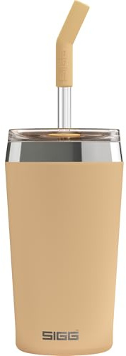 SIGG - Insulated Mug - Travel Mug Helia - With Durable Glass Straw & Cleaning Brush - Leakproof - BPA Free - 18/8 Stainless Steel - 0.45L/0.6L