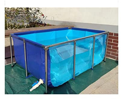 zklaseot Piscine Fuori Terra, Telone Traslucido Serbatoio for Pesci D'acquario Nuoto for Bambini Piscina d'Acqua Stagno Staffa in Acciaio Inox, Facile da Installare