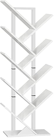 HOOBRO Libreria a Forma di Albero, Scaffale ad Albero, Portaoggetti a 9 Ripiani, Mobile da Studio, per Libri, CD, Stabile e Resistente, in Soggiorno, Ufficio, Bianco EWT08SJ01G1