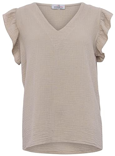 Zwillingsherz Musselin Bluse aus 100% Baumwolle mit V-Ausschnitt & Rüschen – Hochwertige Tunika Oberteile für Damen Frauen Mädchen - Kurzarmshirt Top Shirt - Locker luftig perfekt für Frühling Sommer