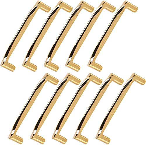 10 Stück Schrankgriffe, Gold, gebürstetes Messing, Küchenschubladengriffe, 12,7 cm Lochmitte, Antik-Hardware, Möbelknöpfe mit Schrauben for Schuhschrank, Kleiderschrank, Schrank, Kommode (Farbe: Brigh
