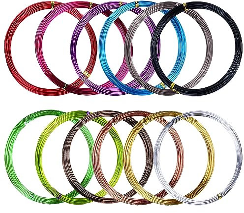 12 Colors 60m/196.8ft Aluminum Craft Wire 1mm Coloured Alumina Round Wire Bendable Metal Craft Wire for Crafting DIY Floral Making Metal Art Crafts Bicycle Motorcycle
