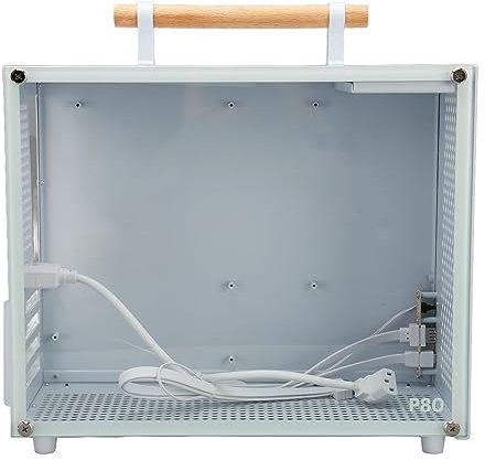 Cryfokt Mini ATX Case, Tempered Glass Wooden Handle Mini PC Case 15.5L for Office