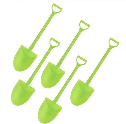 MIUPOO Wiederverwendbarer Schaufeln Plastiklöffel,Kunststoff Dessertlöffel, Schaufelförmiger kreativer Löffel,Klein Dessertlöffel für Pudding Mousse,Unabhängige Verpackung,100 Stück,Grün,12cm