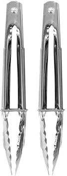FACKELMANN Stainless Steel Kitchen Tongs, Set of 2 with Locking Function, Utensil for Serving Buffet Food Salad Ice or BBQ, 18cm, Silver