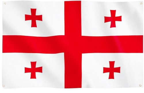 Runesol Georgien Flagge, 91x152cm, 4 Ösen, Georgien Fahne, Sakartvelo, Tag des Sieges, Unabhängigkeitstag, Premium-Flaggen, drinnen, draußen, Georgia