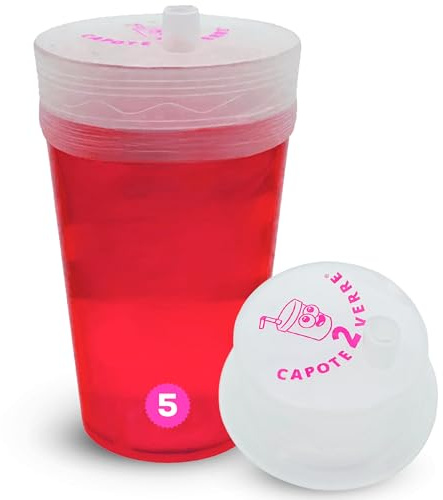 Capote2Verre Set aus 5 KO Tropfen Schutz Deckeln – Anti Drogen Glasabdeckung & Getränkeschutzdeckel – Becher Schutz für Partys & Festivals – Auslaufsicher, Wiederverwendbar