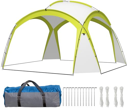 Outsunny 3.5 x 3.5M Camping Gazebo, Outdoor Event Shelter Dome Tent Garden Sun Shelter Patio Spire Arc Pavilion Camp Sun Shade Tent for 6-8 Person, Green