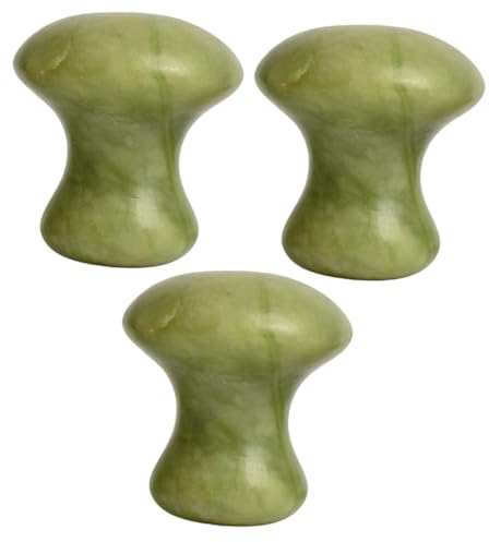Mobestech 3 Stück Pilzförmige Jade Gesichtsmassagesteine Multifunktional Langlebig Tragbar für Entspannung und Faltenreduktion Spa Wellness