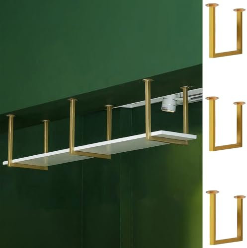 Regalhalterung zur Deckenmontage (keine Planke), 30 cm x 30 cm große schwebende Regalhalterung, robuste Regalhalterung mit Schrauben, hängende Regalhalterung aus Metall (Color : Gold, Size : 3 Pack