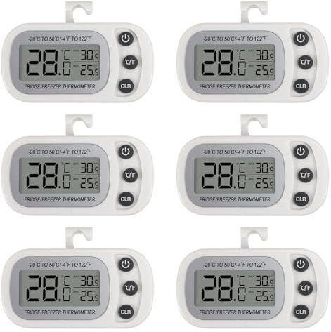 AITRIP 6PACK Digital Fridge & Freezer Thermometer with Large LCD Display, Min/Max Function, °C/°F Conversion