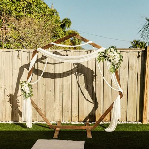 OURECO Bcofo Holz Rosenbogen Hochzeitsbogen Hexagon, Gartenbogen, Traubogen, Hochzeitshintergrund, Standbogen für Geburtstagsfeier, Hochzeit, Garten, Innen- und Außendekoration