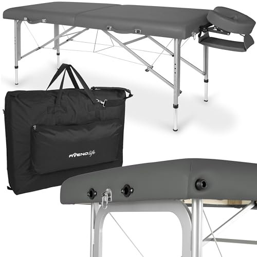 HABYS Massageliege Altus | Klappbar Mobile Tragebares Höhenverstellbar | Massagetisch Massagebank | Aluminiumrahmen Grau | 184 x 71 cm