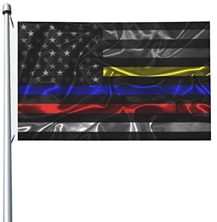 Robuste Flagge im Seidenstil, dünne Linie der Vereinigten Staaten, Rot, Blau, Gelb, 90 x 150 cm, Banner für den Außenbereich, Garten, Terrasse, doppelseitiger Druck, Flaggen für den Innenbereich, Urla