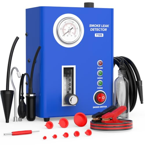 BELEY T105 Rauchleckmelder mit Druckanzeige und Rauchdurchflussmesser,EVAP-Leckprüfmaschine für Autos DC 12V Fahrzeugleitungen Lecksuche Testgerä