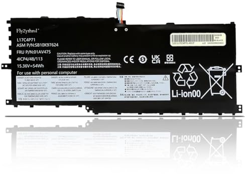 FlyZythrol 54Wh L17M4P71 laptop battery Compatible With Lenovo ThinkPad X1 | Yoga 3rd Gen 2018 series 20LD 20LE 20LF 20LG 01AV474 01AV475 01AV499 L17M4P73 L17C4P71 SB10K97638 SB10K97624 TP00076D 02DL003
