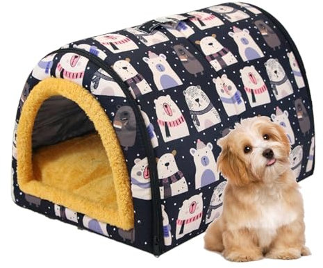 Vuggdt Hundehöhle Bett Haus - Winter Warm Katzennest | Wasserdichtes warmes Hundebett mit abnehmbarem Kissen und hochelastischem für kleine und mittelgroße Hunde