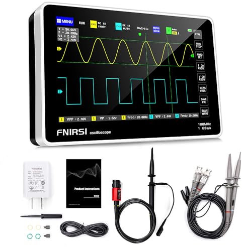 Osciloscopio Digital, Osciloscopio Portátil 2 Canales Ancho de Banda de 100 Mhz Frecuencia de Muestreo de 1gsa/S Kit de Osciloscopio de Memoria Digital