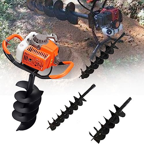 63cc bensin jordborr, stolphålsgrävare,stolphålsgrävare gasdriven, hålgrävare för plantering, med 3 skruvborrkronor (5 & 6 & 8)