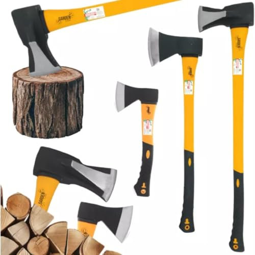 MIKONI (AXT 600g - 1 Stück) Beil Handgriff Gummischutz Spaltaxt Spaltbeil Spalthammer Holzspalter Handbeil Fiberglas Spaltholz Spalter zur Auswahl: 600, 1000, 1400, 2000, 3000g, (AXT 600g - 1 Stück)