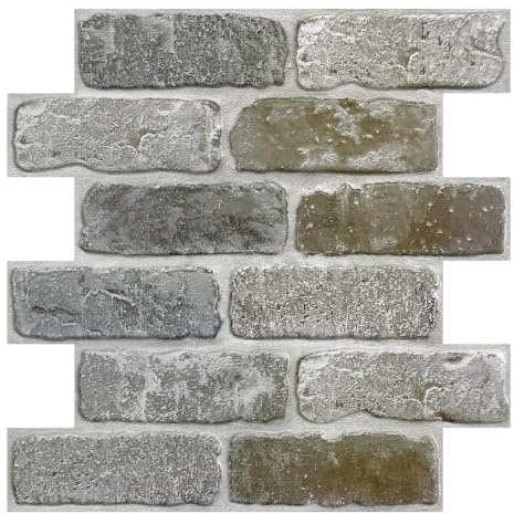 Commomy 3D Wandpaneele Selbstklebend, 10 Stück, 30 × 30 cm, Wandverkleidung Selbstklebend 3D Tapete Steinoptik Backstein PVC Wandpaneele Brick Wall Panels