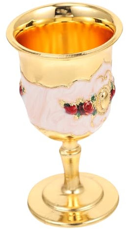 Cabilock Copa De Vino Blanco De Aleación De Zinc Copa De Licor Incrustaciones De Flor Dorada Blanca y Roja Para Fiestas Casa Bar