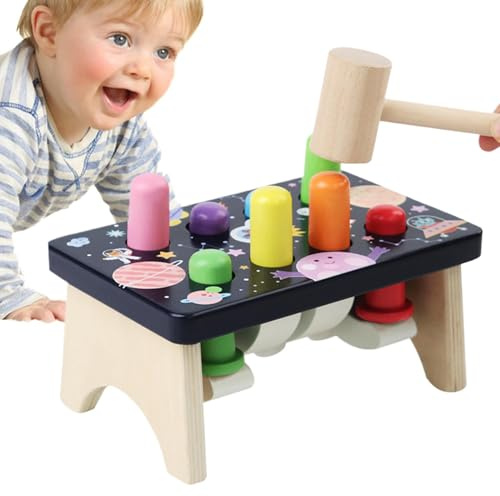 Jouet de marteau en bois pour enfants, jeu MOP MOLE pour enfants | Jeu de taupe coloré de jeu de taupe avec marteau | Jouets éducatifs de maternelle de motricité fine pour filles