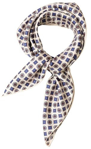 Prettystern Seidenhalstuch Damen Herren kleines Seidentuch Nickituch Sommer Frühling Bandana Stirntuch 61B weiß blau
