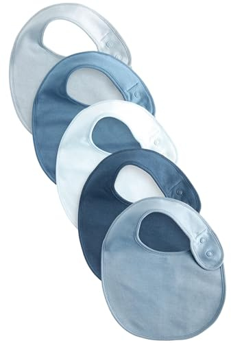 NEXT Bambini Confezione da 5 bavaglini per neonati in 100% cotone Blu one size
