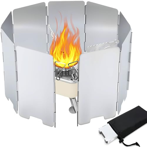 XIMEY Windschutz Gaskocher 9 Lamellen, Windschutz Campingkocher, Gaskocher Windschutz, Campingkocher Windschutz, Camping Ausrüstung, für Camping Kocher, Outdoor Camping Picknick BBQ (S)