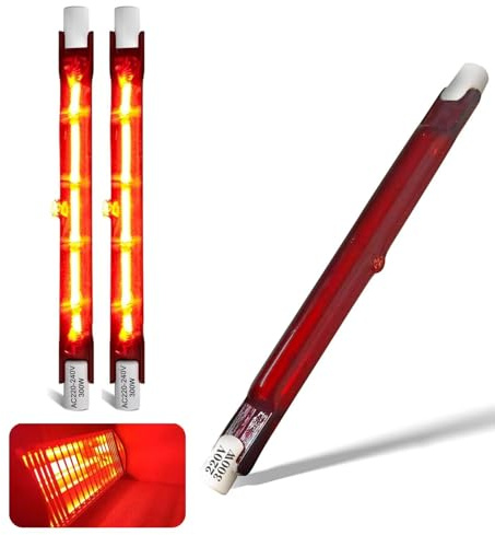 Ampoule Infrarouge 300W, Ampoule Chauffante Rubis 118mm, Lampe Halogène Infrarouge Dimmable, 240V Tubes Halogène Quartz R7s 300Lm, Lampe Quartz R7s pour Chauffage Heatmaster U3, 10mm Ø, Paquet de 3