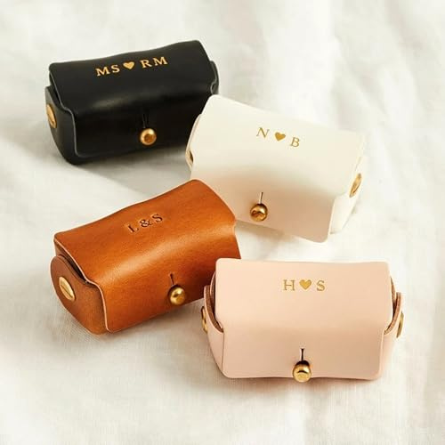 Miguha Personalized Initial Wedding Ring Bearer, Custom Leather Ring Box Holder for Pet, Proposal RingPouch, Jewelry Storage Pouch for Dog Collar Gift