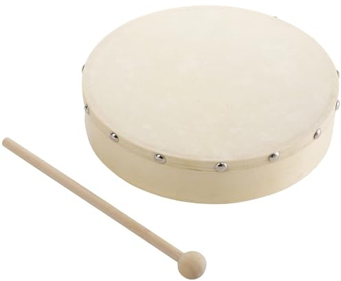 Wood Frame Drums - Foam Nails Handheld Pre Tuned Hand Drum | 25cm Diameter Frame Drum | Framme Drumm with Beater Percussion Instrument for Music Enlightenment Instrument