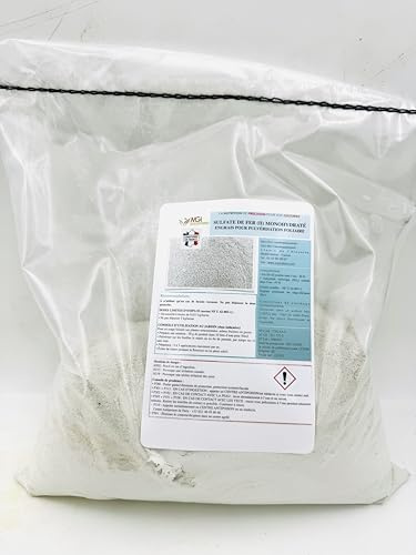 2,5 kg Sulfate de Fer (II) Monohydraté – Engrais Foliaire Poudre Soluble – 30% Fer – 47% SO₃ – Anti Chlorose – Norme NF U 42-003-1 – Jardin, Plantes, Gazon – conditionné en France