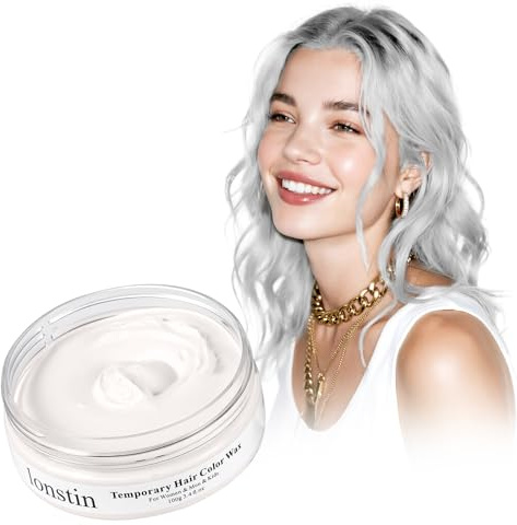white hair color tillfällig hårfärg vax – tvättbar engångshårfärg för fest, karneval, halloween, cosplay och festivaler – snabb applicering, färgglada slingor för kvinnor, män och barn