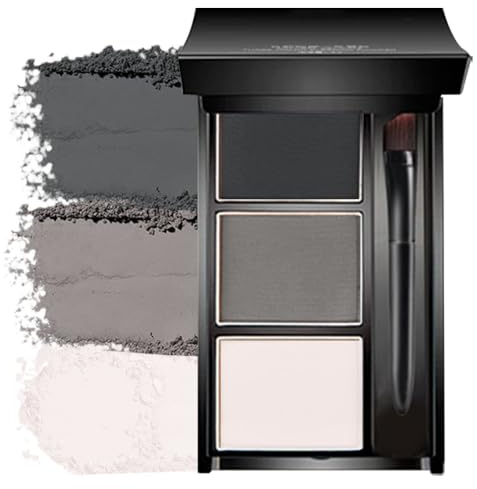 Eye Brow Powder Palette with Mirror for Women, Taupe Gray Eyebrow Kit with Brush, Long-Lasting 3 Colors Brow Palette, Filler for Full, Defined Natural Brows Shaping (01)