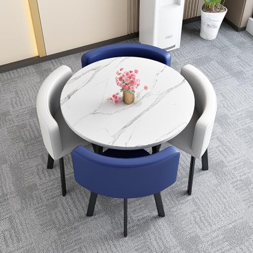 Ensemble table de conférence ronde avec chaises, table de salle à manger moderne pour maison/jardin/restaurant 80 x 75 cm