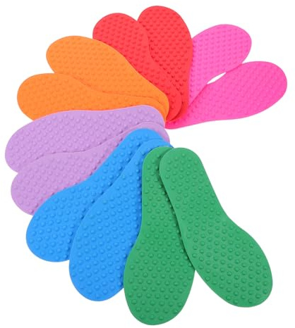 Toddmomy 6 Pares Marcadores de Pies Antideslizantes para Aula Juguetes Sensoriales de Goma Forma de Huella Marcadores de Alfombra Coloridos para Educación Preescolar Aire