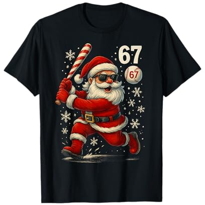 Lustiger Baseball Santa 67 Weihnachts-Pyjama für Jungen T-Shirt