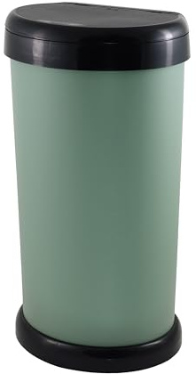 42L METAL EFFECT MATTE SAGE GREENFINISH Stylish, Modern Design & Flat Back Space Saving Shape. Touch Lid Mechanism With Removable Bin Bag Retaining Ring. Ideal For The Kitchen, Office or Bathroom