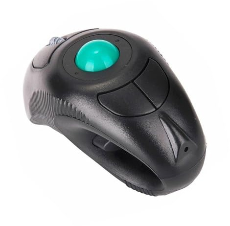 jojofuny Souris Trackball sans Fil Noire en Plastique pour Ordinateur Portable, Connectivité 2.4ghz USB, Forme Dauphin Ergonomique, 5 Touches, Compatible Main Droite et Gauche