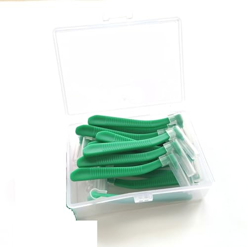 Interdentalborstar och tandtrådspinnar, Interdentalborste Flerfärgad 0,6-1,2mm L Form 20st(Dark Green 1.0mm)