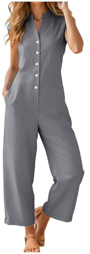 Salopette Donna Jeans Sciolto in Denim Overall con Tasche Gambe Grandi E Stampa Floreale Tuta Intera Lunga Moda Casual per Uscite Quotidiane E Tempo Libero Jumpsuit con Tasche Spiaggia Vacanza