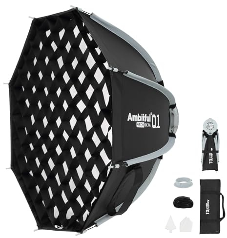 AMBITFUL Q1 Softbox de liberación rápida, modificador de iluminación de fotografía, estilos de bola, octa, tira y rebote (soporte Godox, octa de 18 pulgadas)