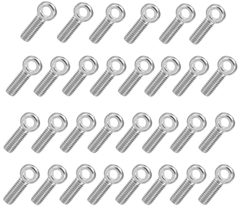 UCFBWO Lot de 30 vis à anneau M6 x 20 mm - Boulons rotatifs - En acier inoxydable - Écrou à anneau - Vis à œillet - Vis à œil - Vis à œil pour la fabrication automobile, valves et tuyaux