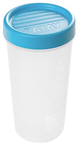 TATAY Contenitore per alimenti con chiusura a vite, 0,6 L, in plastica, 8,5 x 8,5 x 16,5 cm, Plastica, Blu, 0.6L