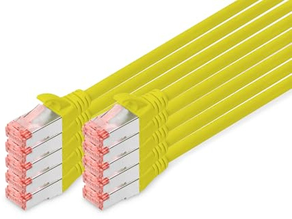 Digitus LAN Cable Cat 6-2m - 10 Pack - RJ45 Network Cable - S/FTP Shielded - Compatible with Cat6A & Cat7 - Yellow