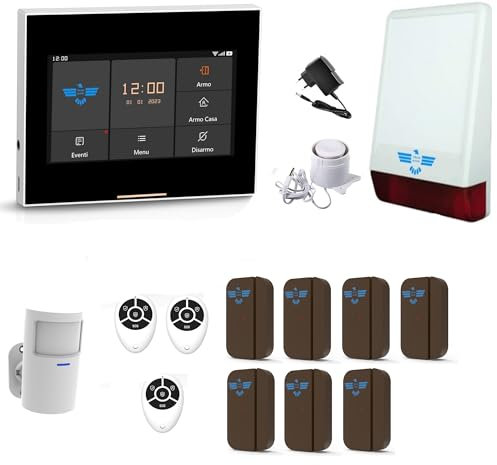 Allarme Casa Senza Fili, Antifurto Wireless con Sirena Esterna, Sistema Allarme Smart WiFi con App, Supporta SIM 4G, Compatibile Alexa. Già Configurato e Assistenza Italia