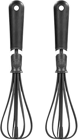 Rosenstein & Söhne Plastik Schneebesen: 2er-Set flexible Schneebesen, verstellbare Breite (Kunststoff-Ei, Handschneebesen)
