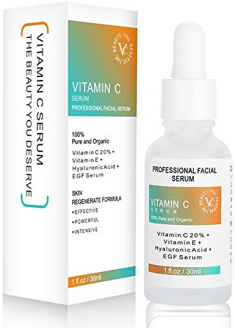 Siero viso 30 ml con vitamina C e acido ialuronico che imbianca il poro che stringe la pelle antirughe che stringe anti invecchiamento